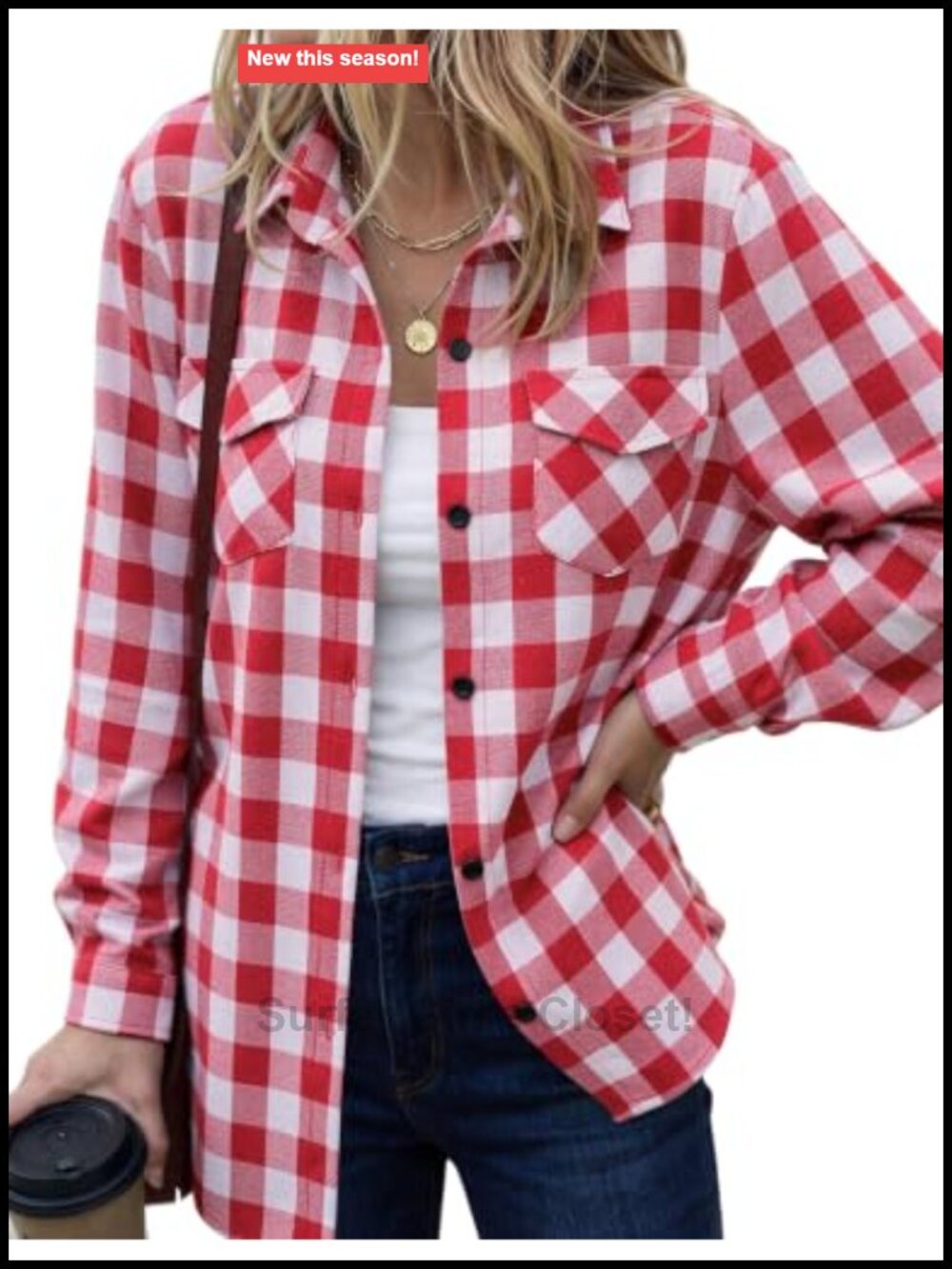 Plaid Flannel Shirt Long Sleeve Button Down Oversized Casual Top